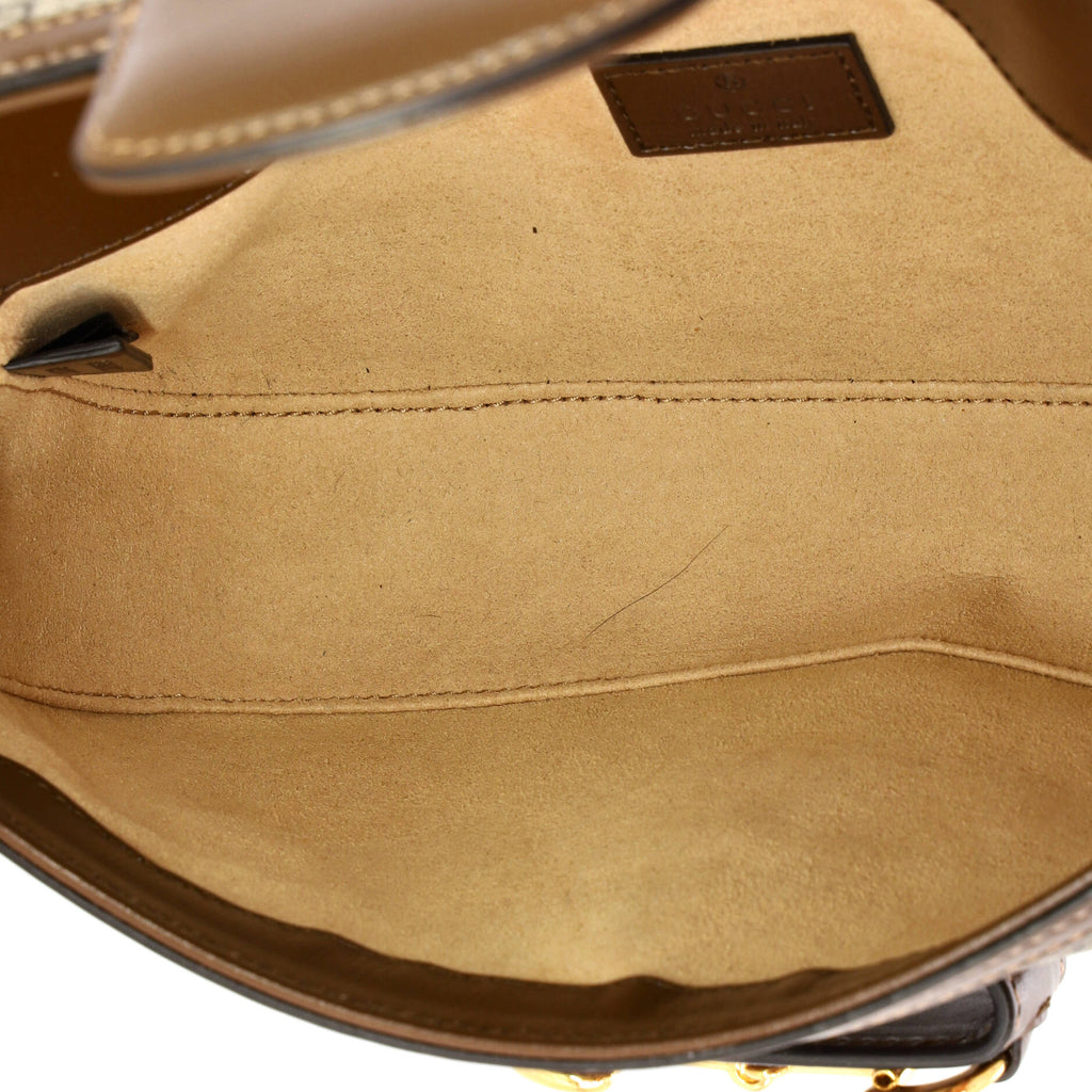 Horsebit 1955 Shoulder Bag GG Coated Canvas with Leather East West