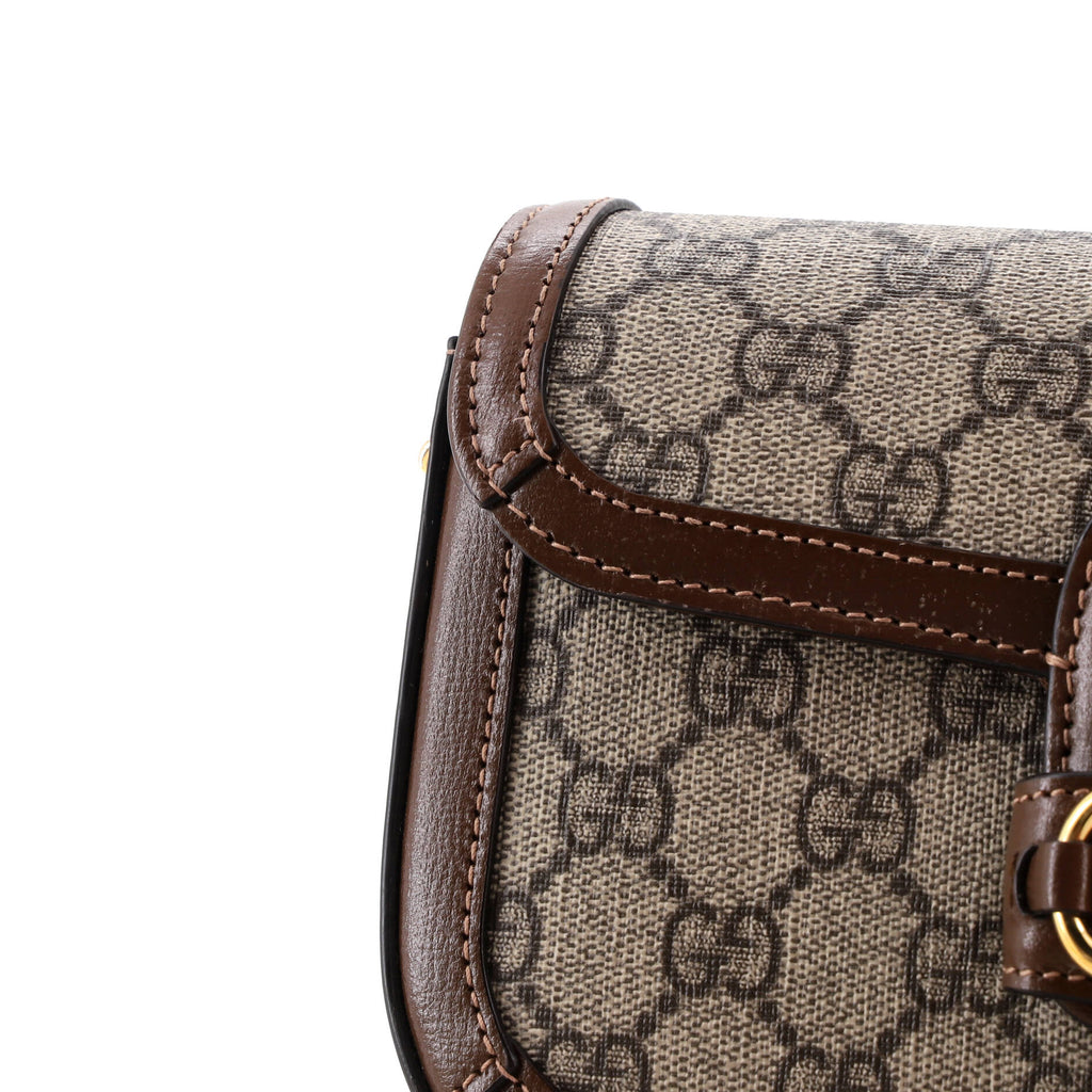 Horsebit 1955 Shoulder Bag GG Coated Canvas with Leather East West