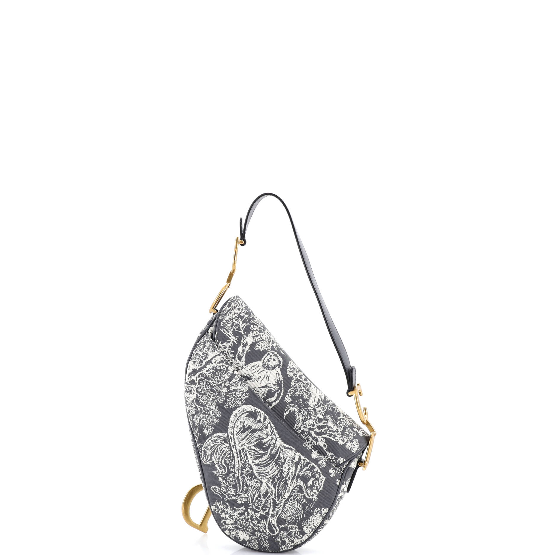 Toile De Jouy Saddle Bag Embroidered Canvas Medium