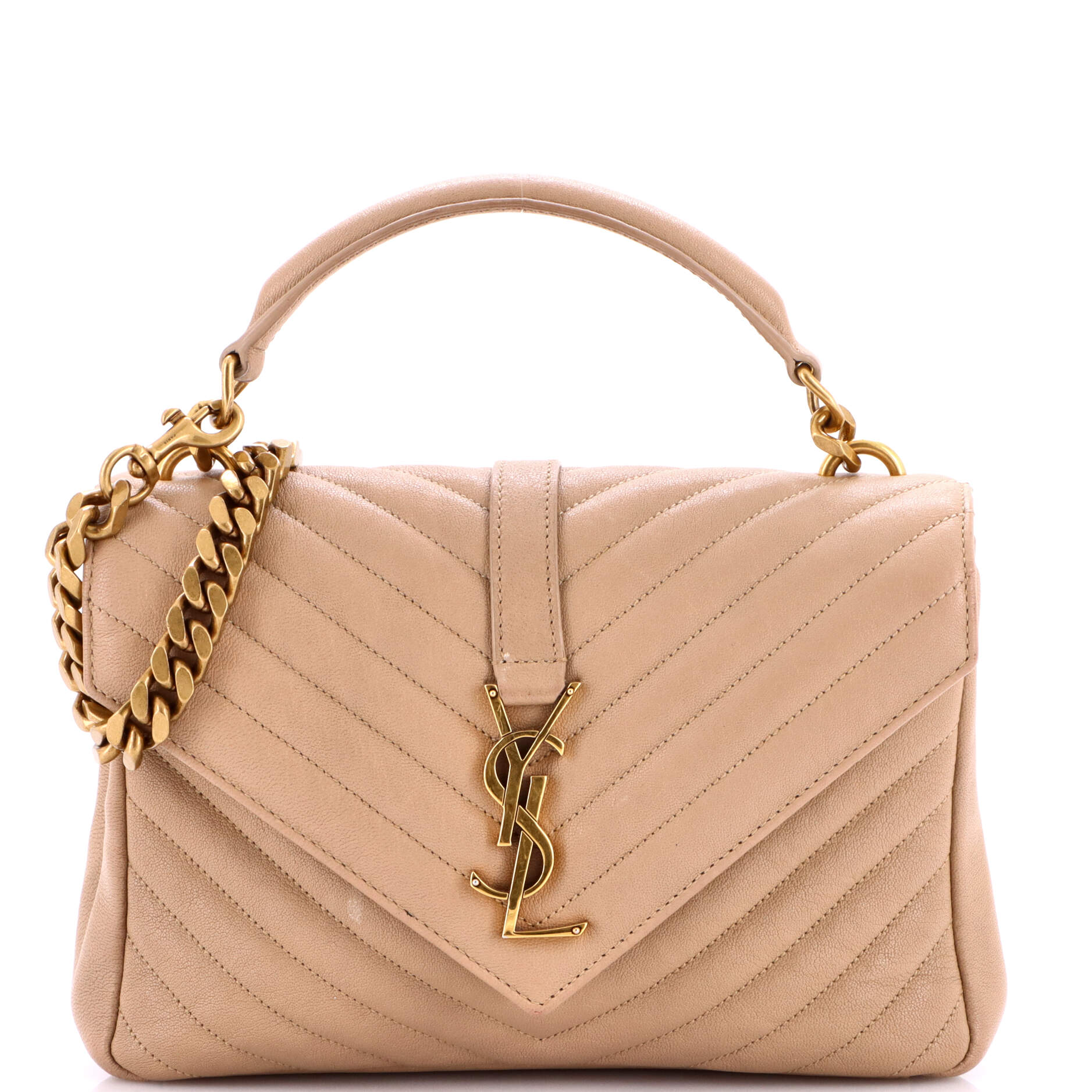 Classic Monogram College Bag Matelasse Chevron Leather Medium