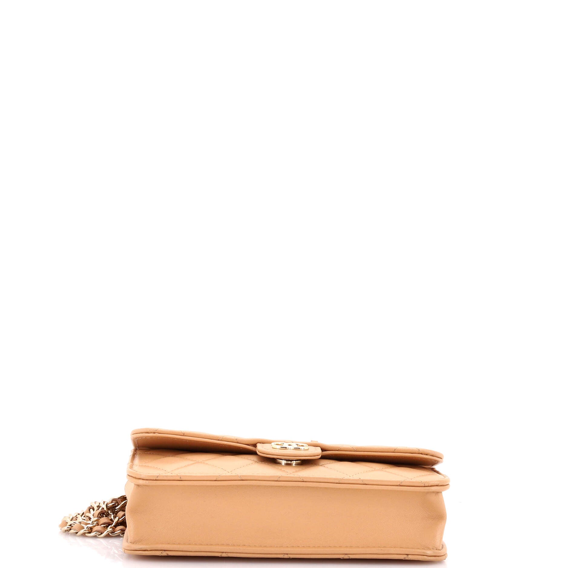 Classic Top Handle Flap Phone Holder with Chain Quilted Lambskin