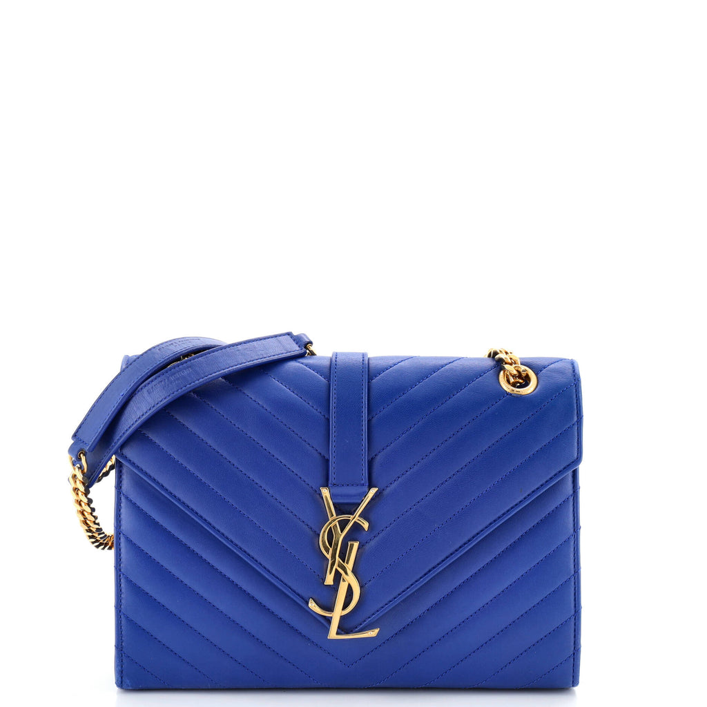 Classic Monogram Envelope Satchel Matelasse Chevron Leather Medium