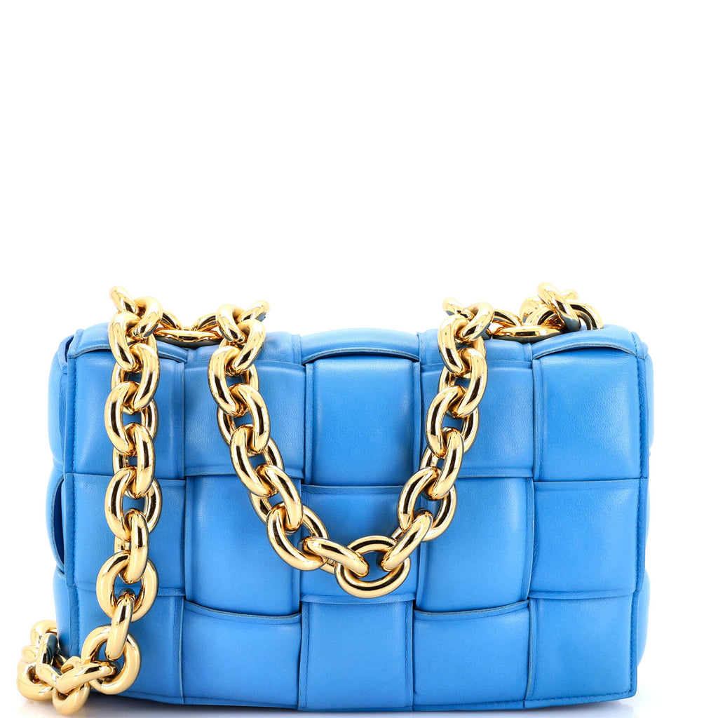 Cassette Chain Crossbody Bag Padded Maxi Intrecciato Leather