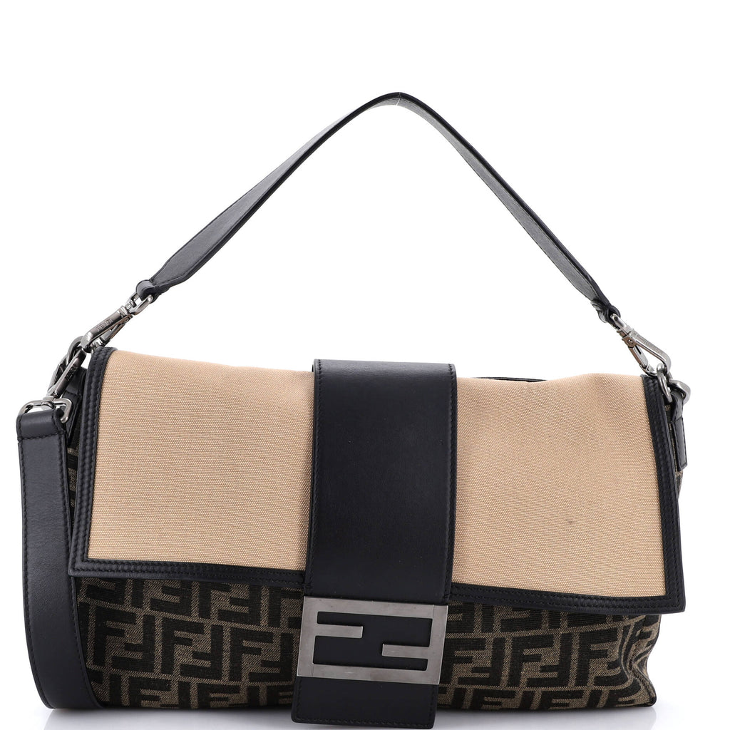 Baguette Convertible Belt Bag Zucca Canvas with Canvas and Leather Large
