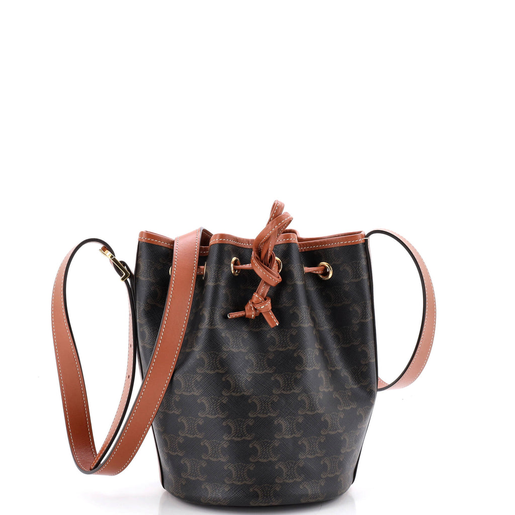 Drawstring Bucket Bag Triomphe Coated Canvas Small