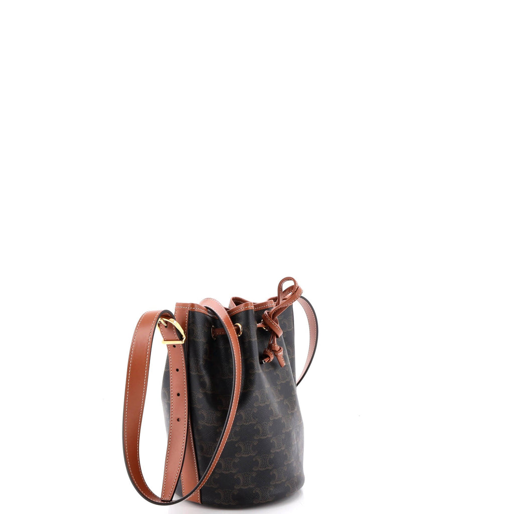 Drawstring Bucket Bag Triomphe Coated Canvas Small