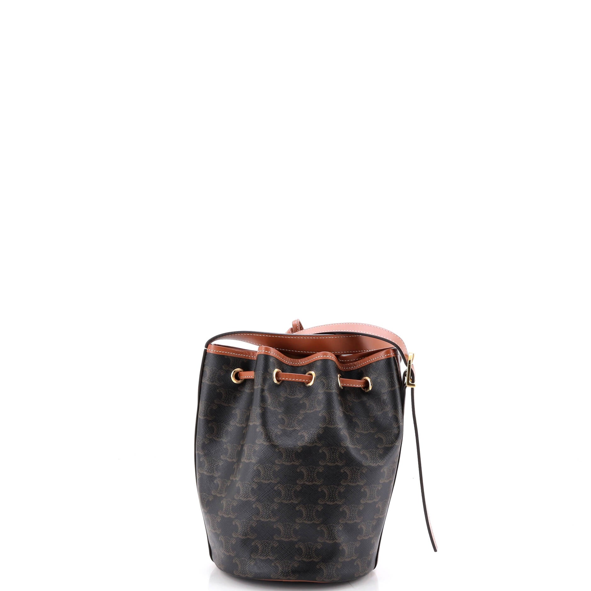Drawstring Bucket Bag Triomphe Coated Canvas Small