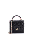 Square Classic Flap Top Handle Clutch with Chain Quilted Lambskin