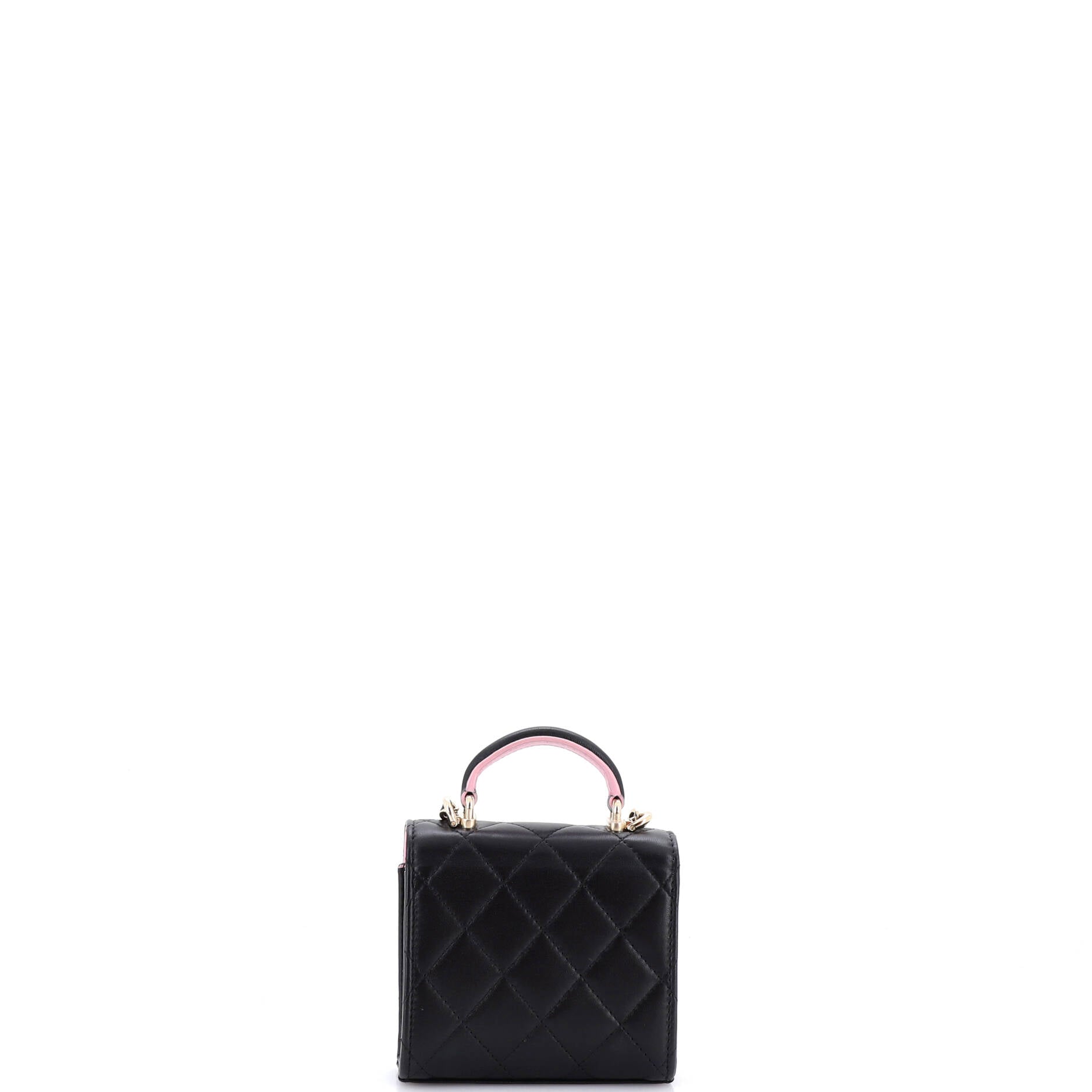 Square Classic Flap Top Handle Clutch with Chain Quilted Lambskin