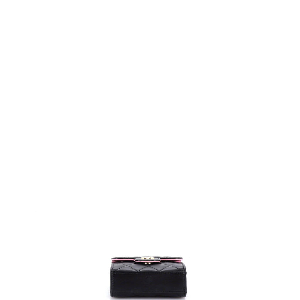 Square Classic Flap Top Handle Clutch with Chain Quilted Lambskin