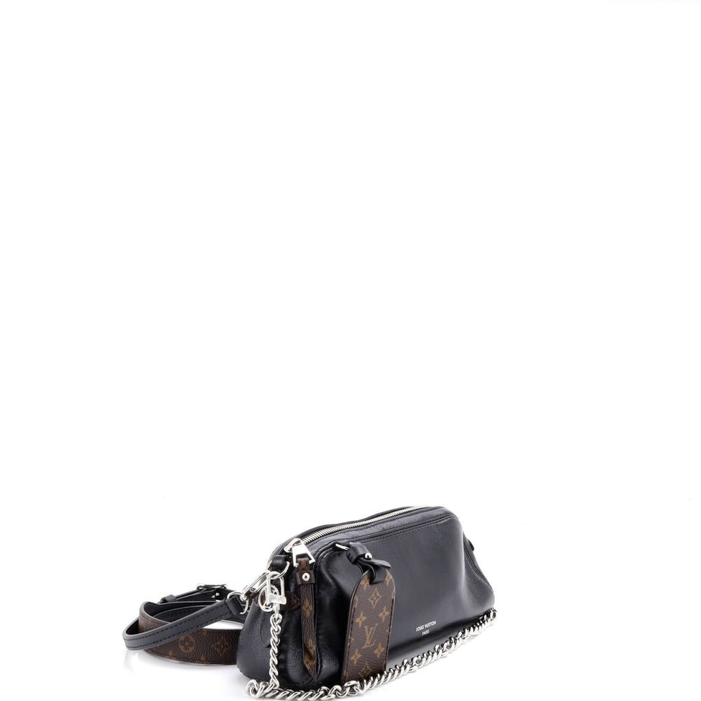 Pochette Vibe Shoulder Bag Leather with Monogram Canvas