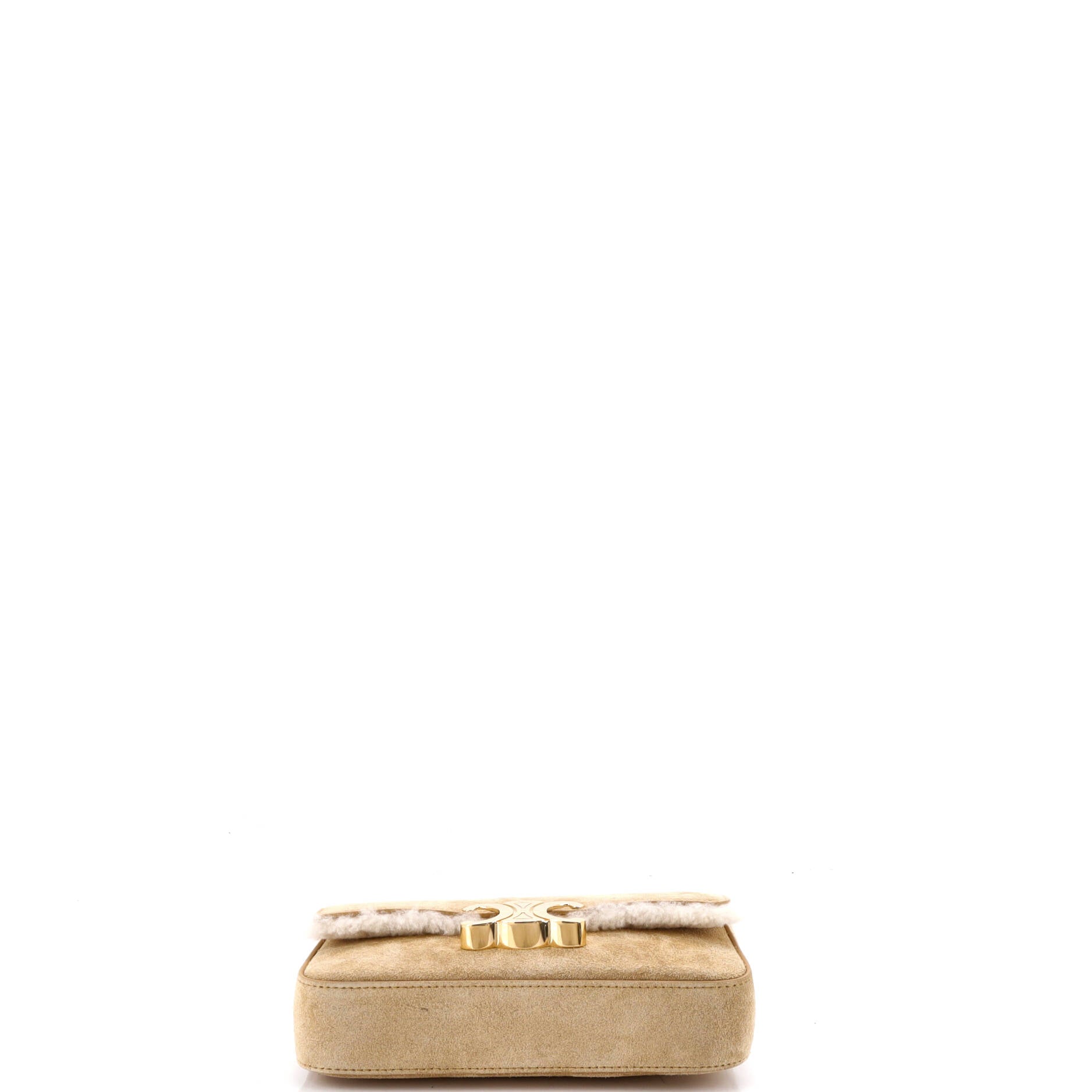 Triomphe Chain Shoulder Bag Suede with Shearling Small