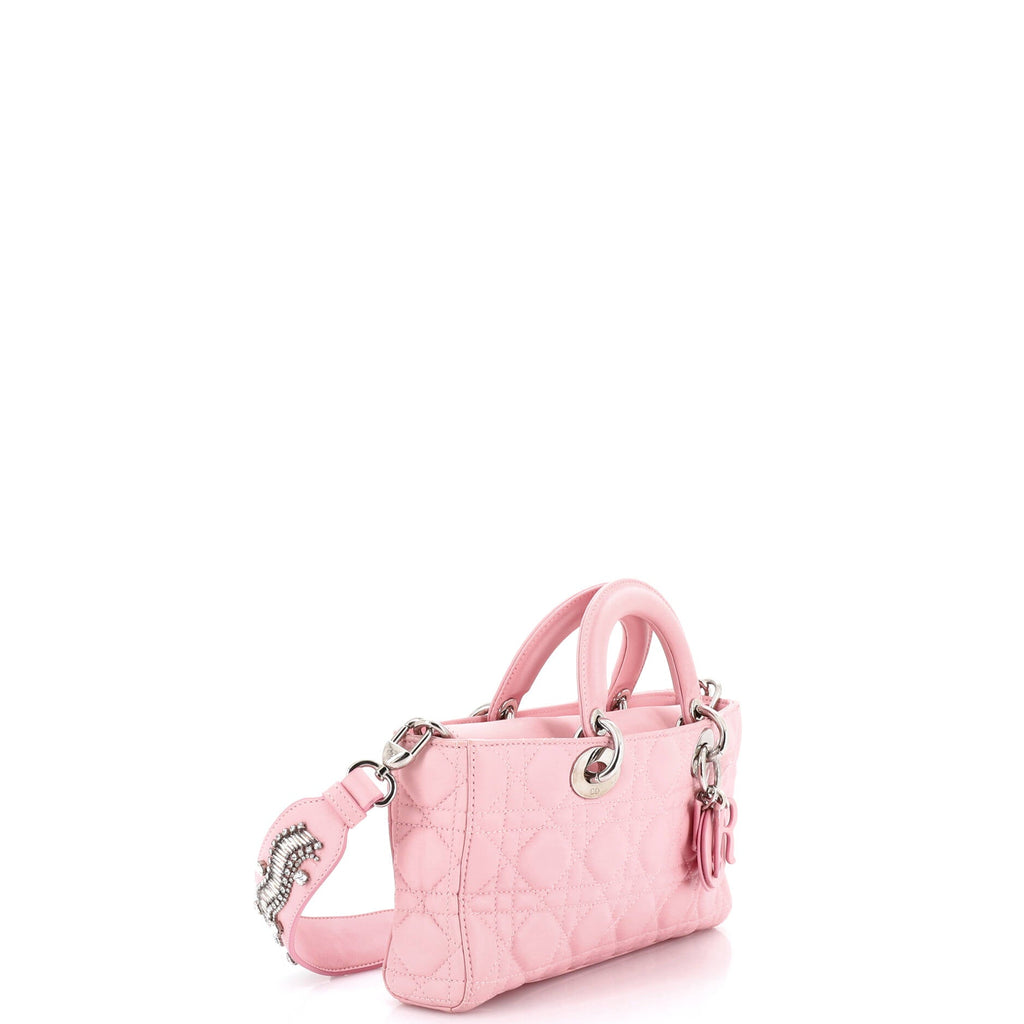 Lady D-Joy Bag Cannage Quilt Lambskin with Crystal Detail Medium