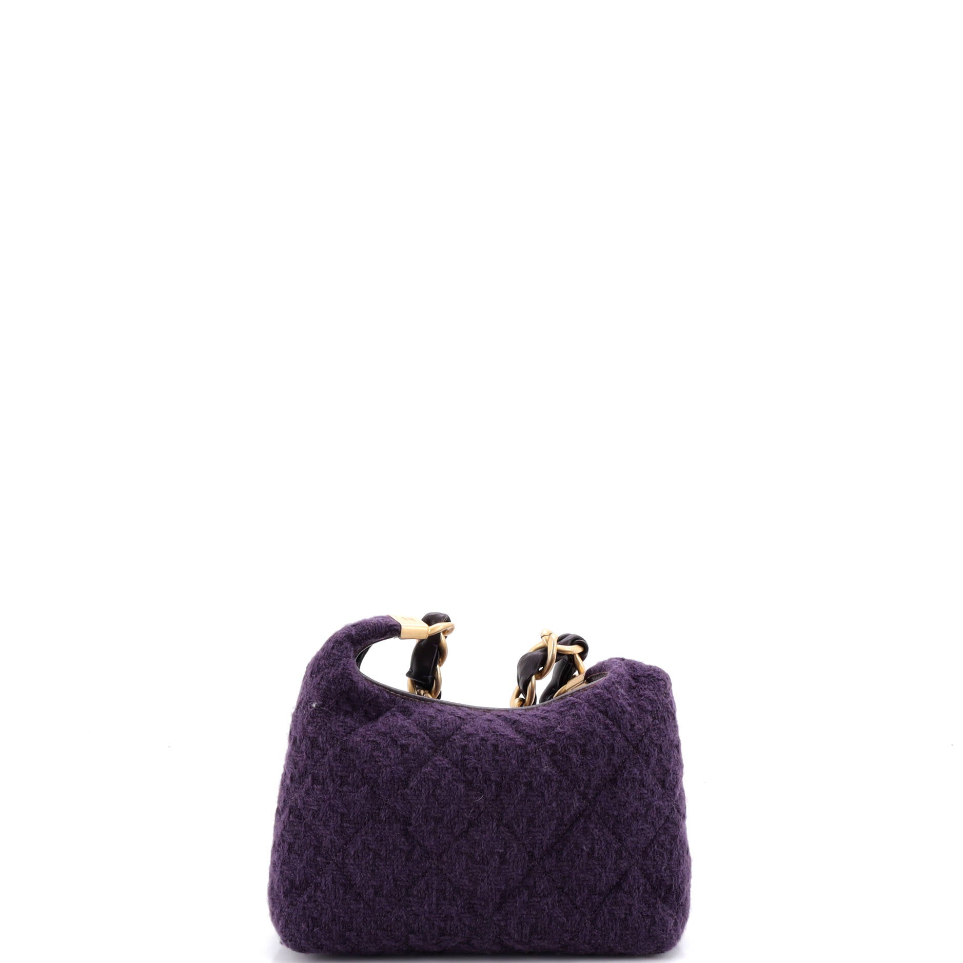 CC Chunky Chain Zip Hobo Quilted Tweed and Lambskin Small