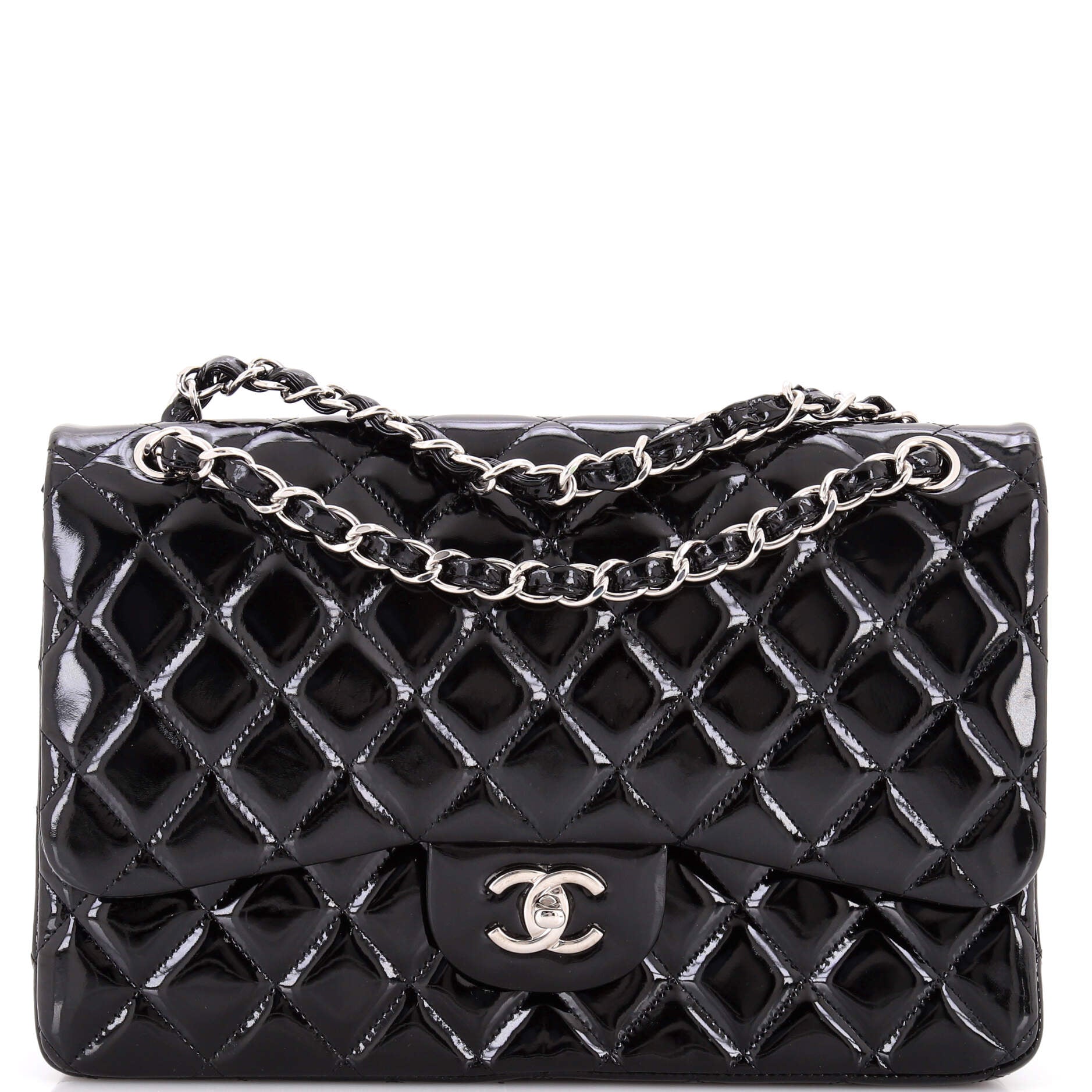 Classic Double Flap Bag Quilted Patent Jumbo