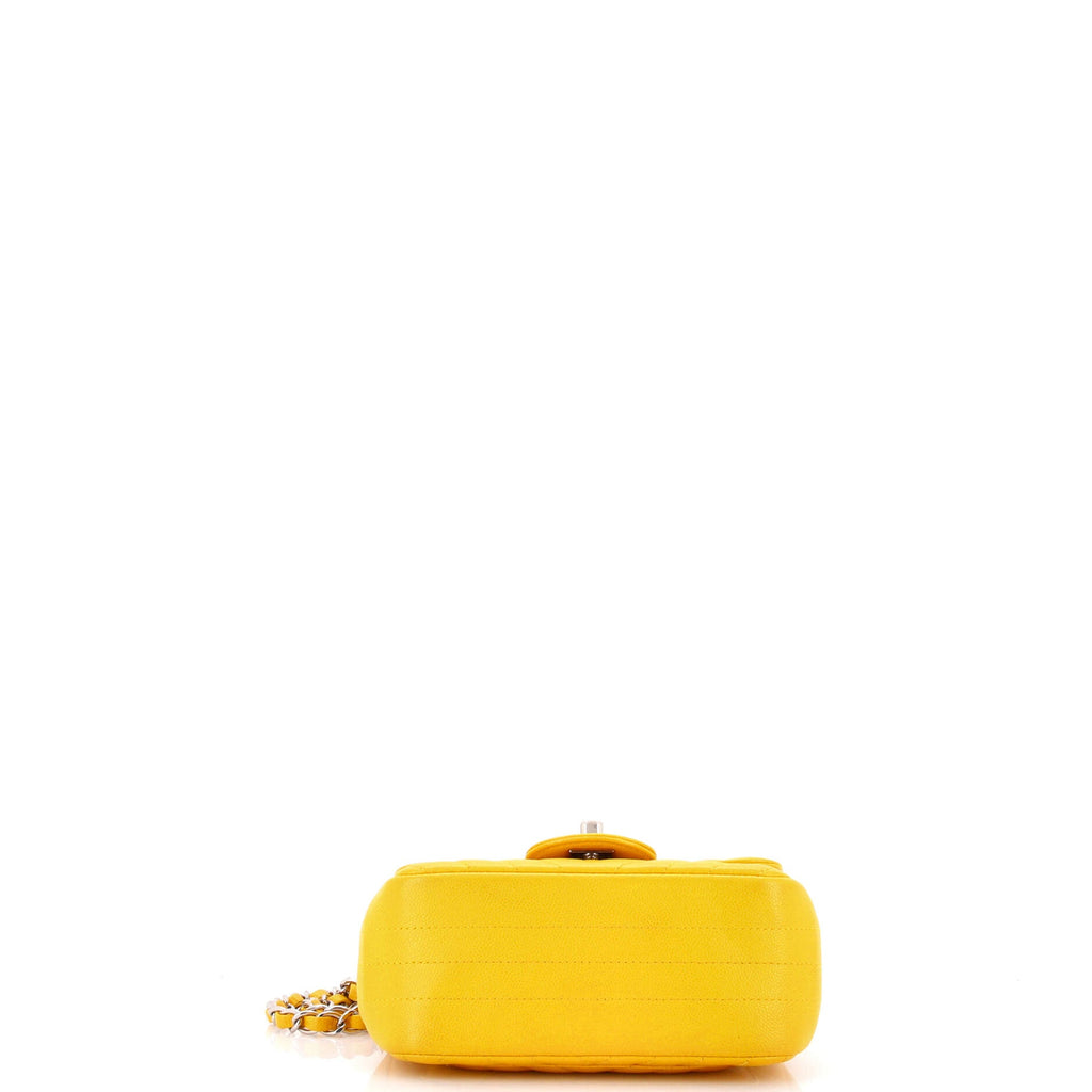 Square Classic Single Flap Bag Chevron Caviar Mini
