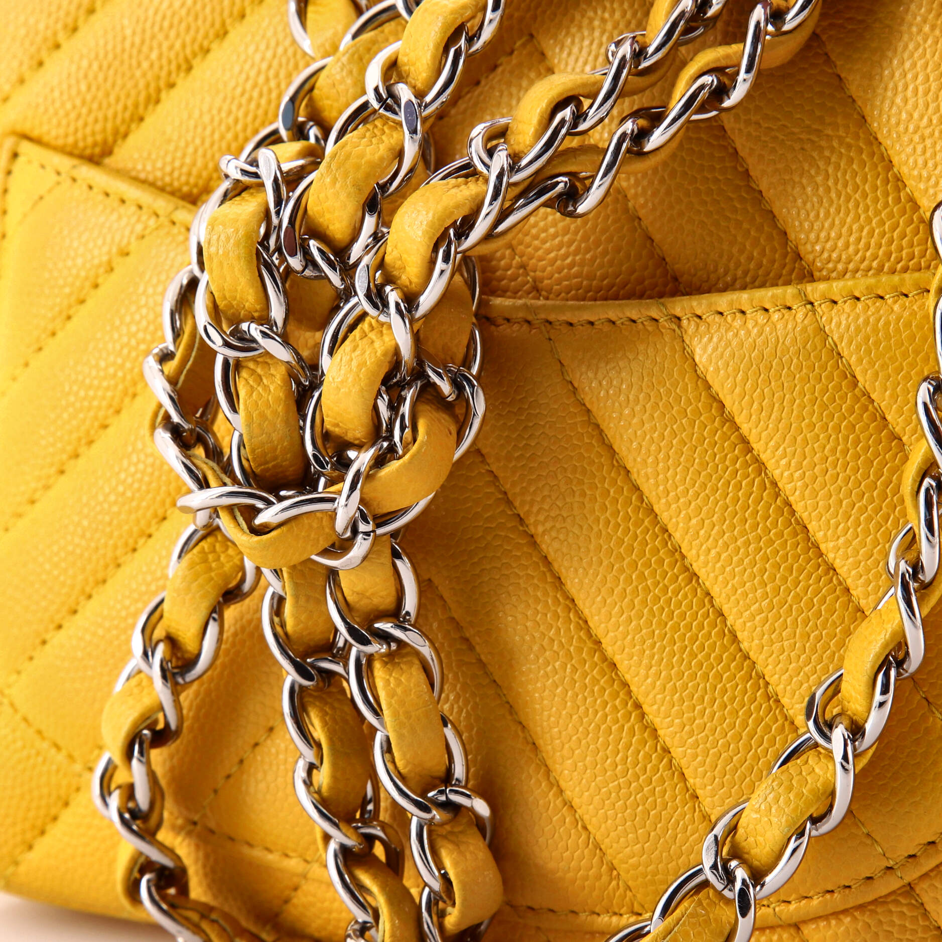 Square Classic Single Flap Bag Chevron Caviar Mini