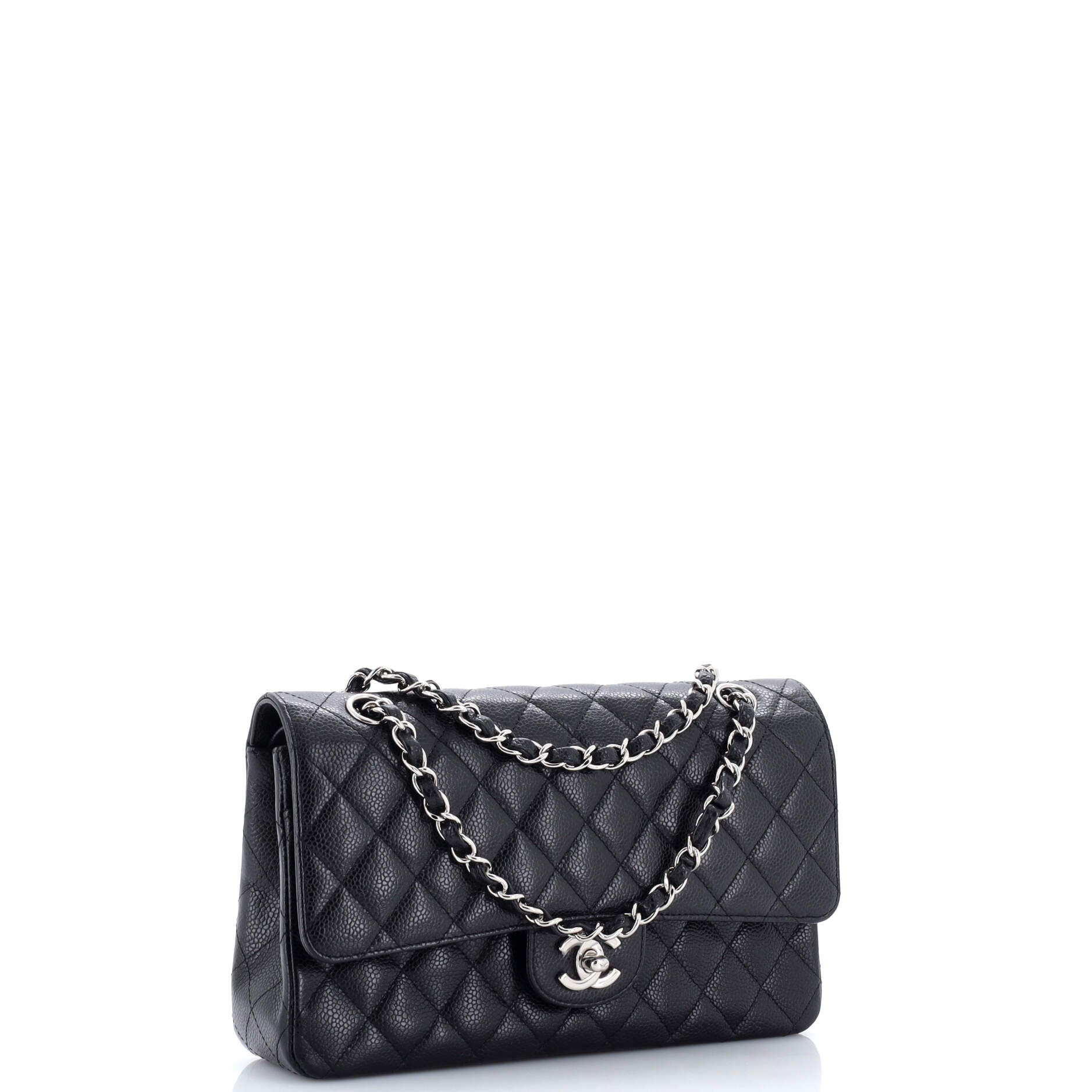 Vintage Classic Double Flap Bag Quilted Caviar Medium