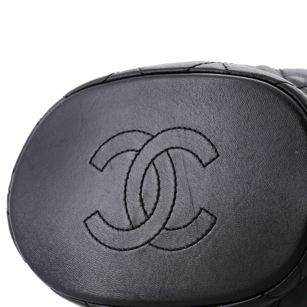 Pending CC Drawstring Bucket Bag Quilted Lambskin Small