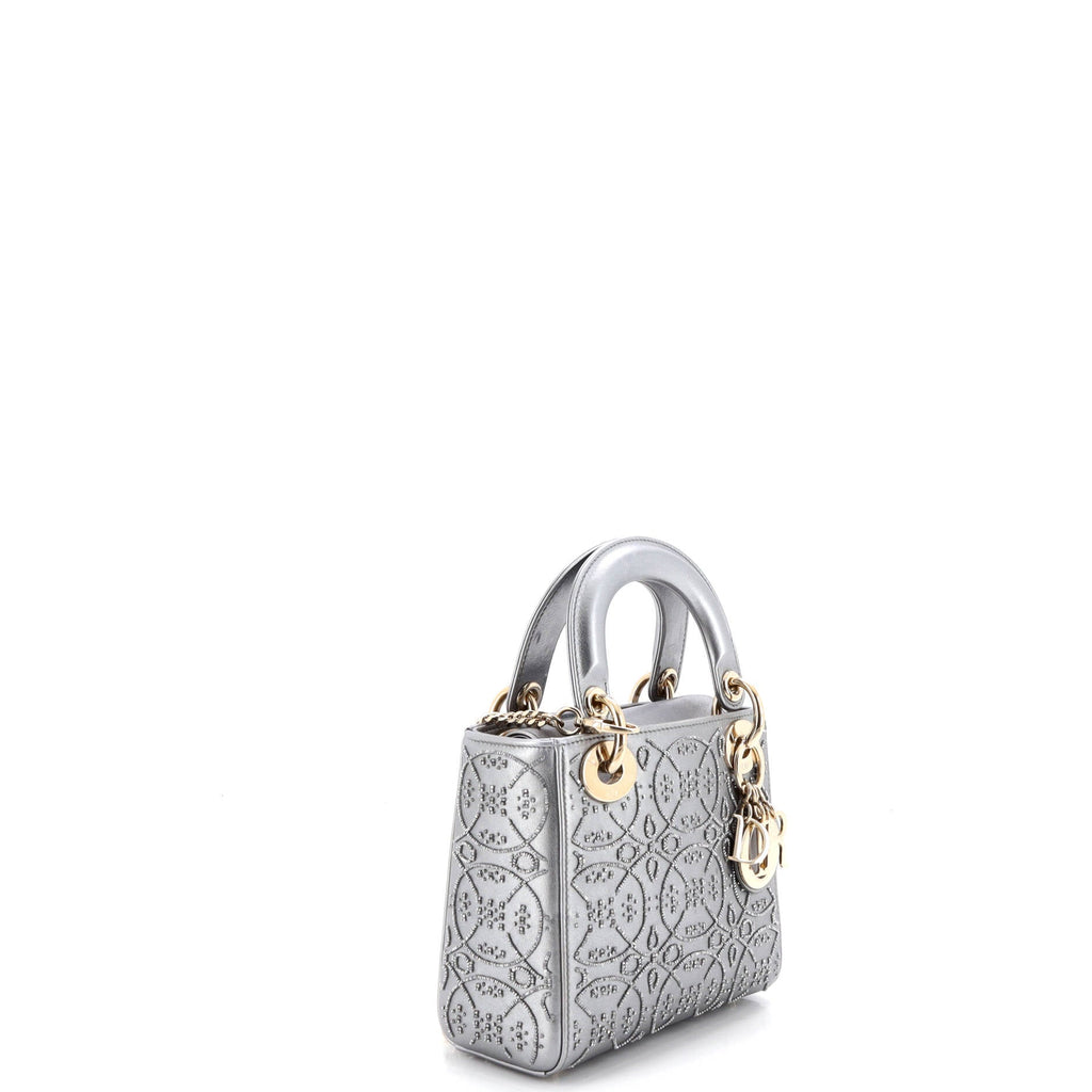Lady Dior Chain Bag Beaded Leather Mini