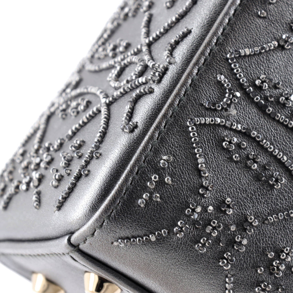 Lady Dior Chain Bag Beaded Leather Mini