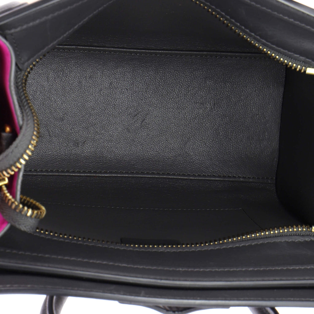 Tricolor Luggage Bag Leather Nano