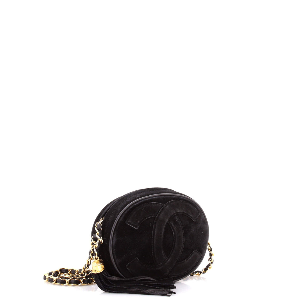 Vintage Oval CC Tassel Crossbody Bag Suede Mini