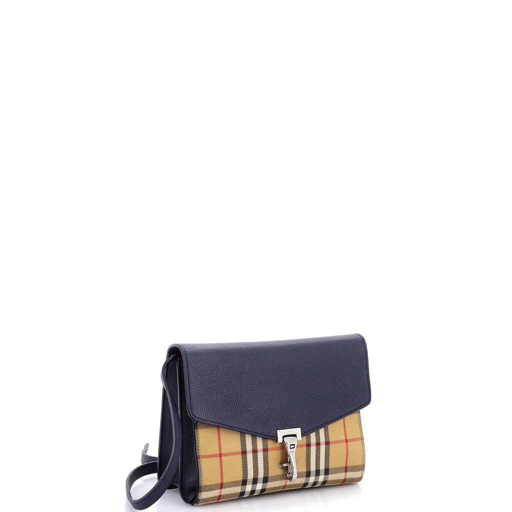 Macken Crossbody Bag Leather and Vintage Check Canvas Small