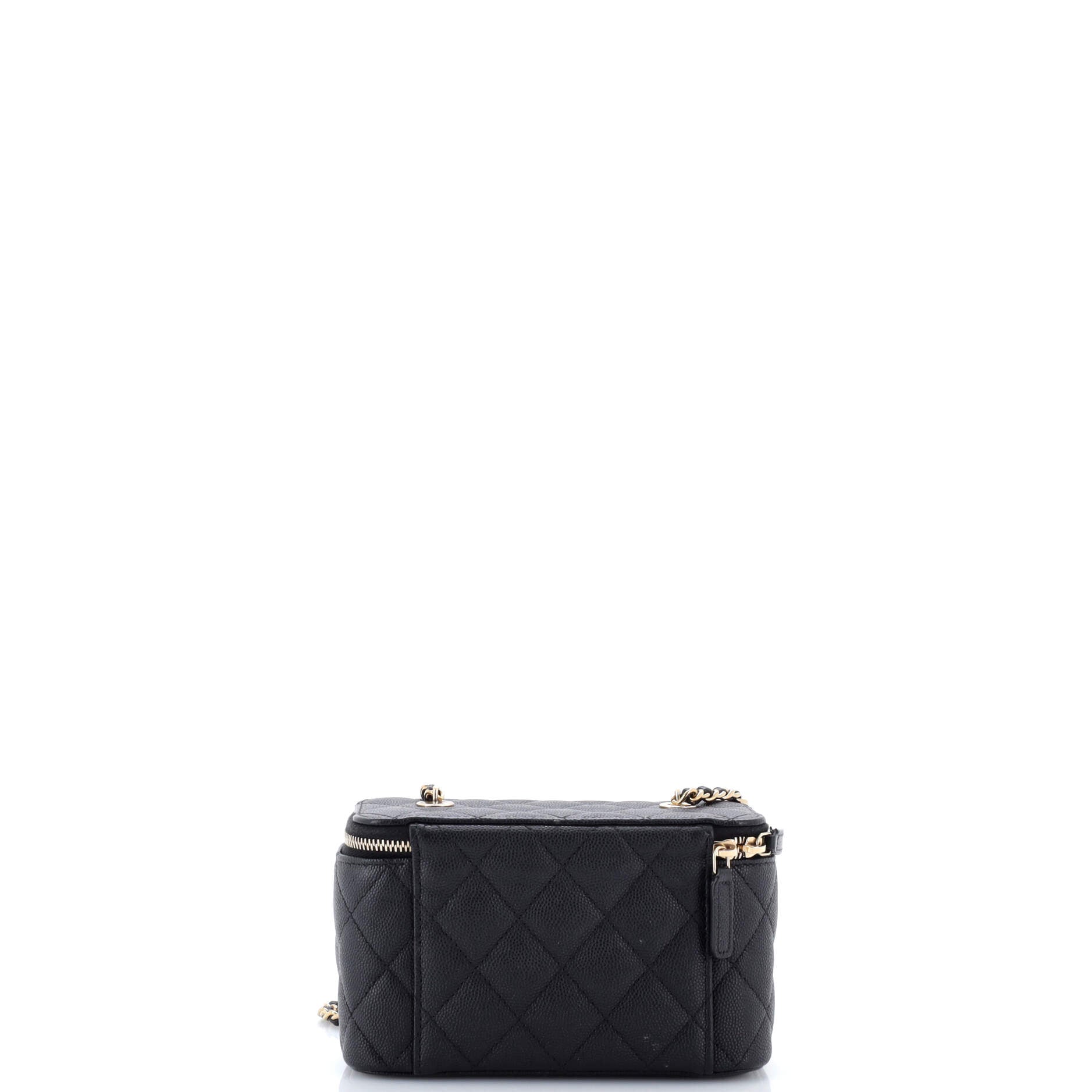 Classic Vanity Case with Chain Quilted Caviar Small