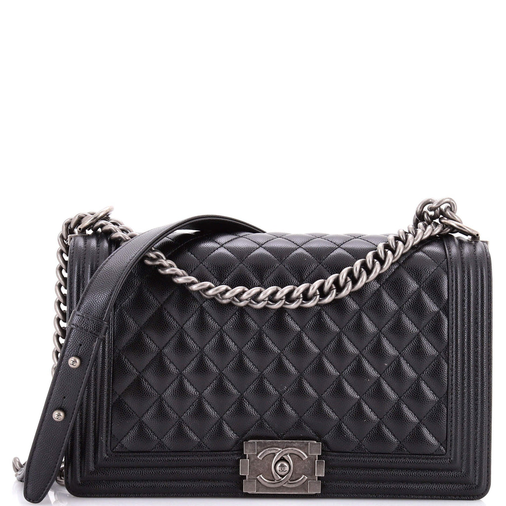 Boy Flap Bag Quilted Caviar New Medium