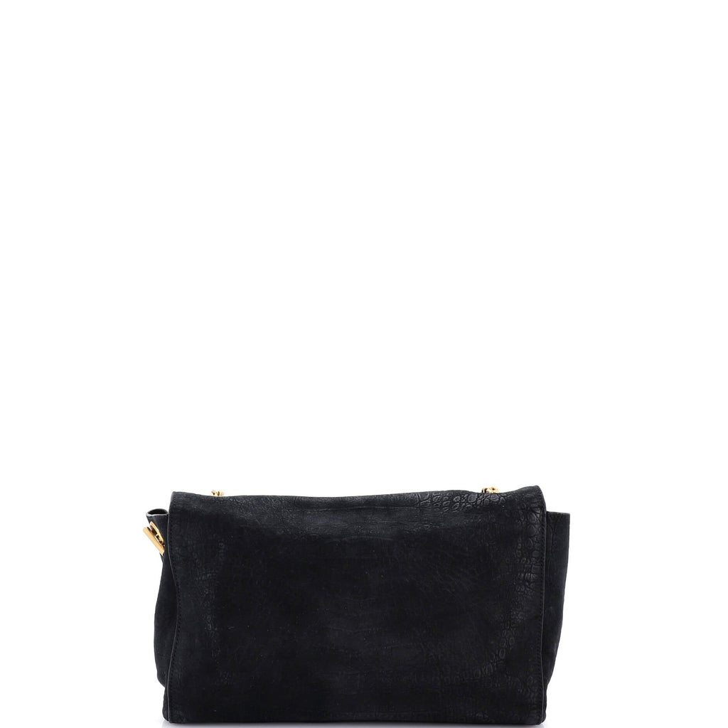 Classic Monogram Reversible Shoulder Bag Crocodile Embossed Nubuck and Suede Medium