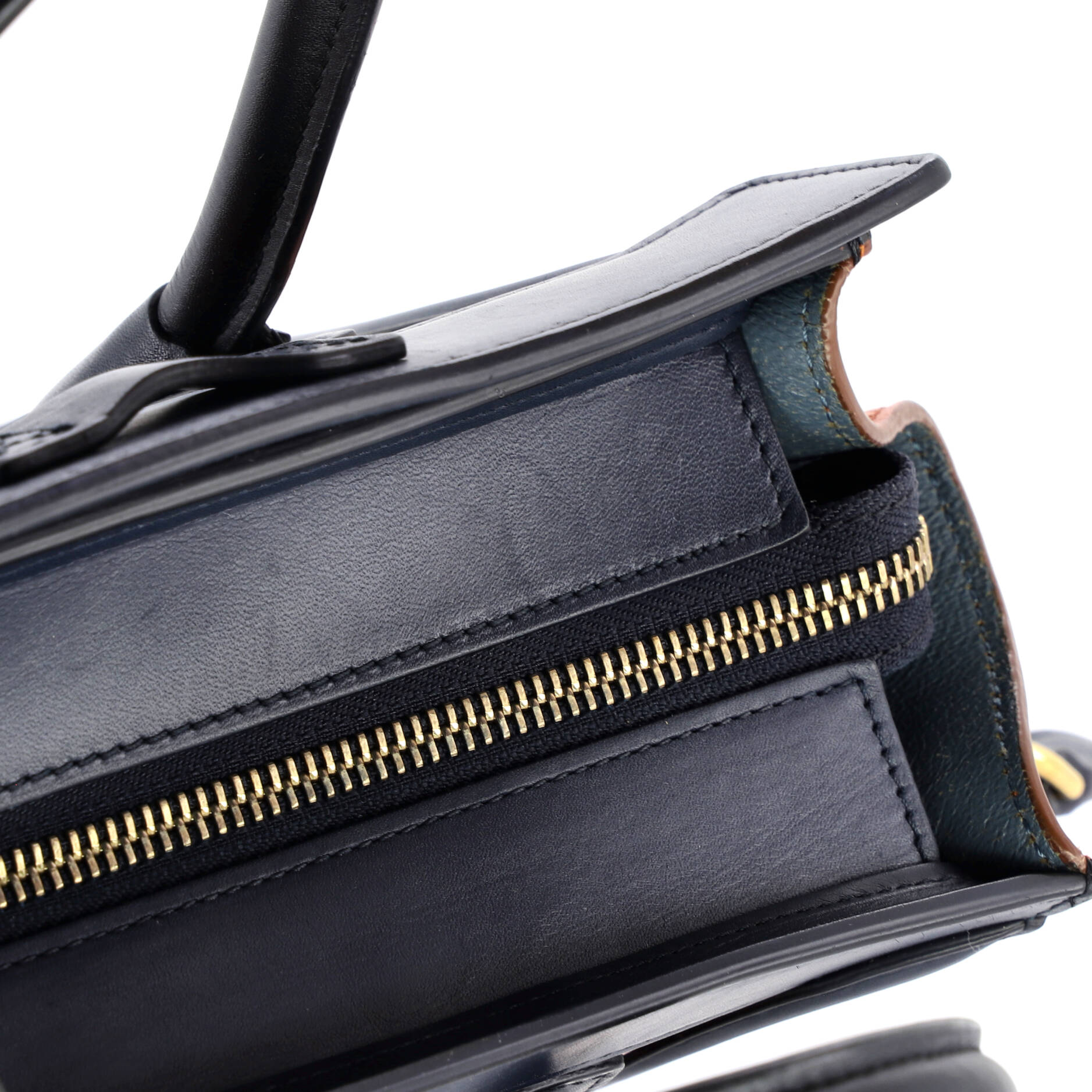 Tricolor Luggage Bag Leather Nano
