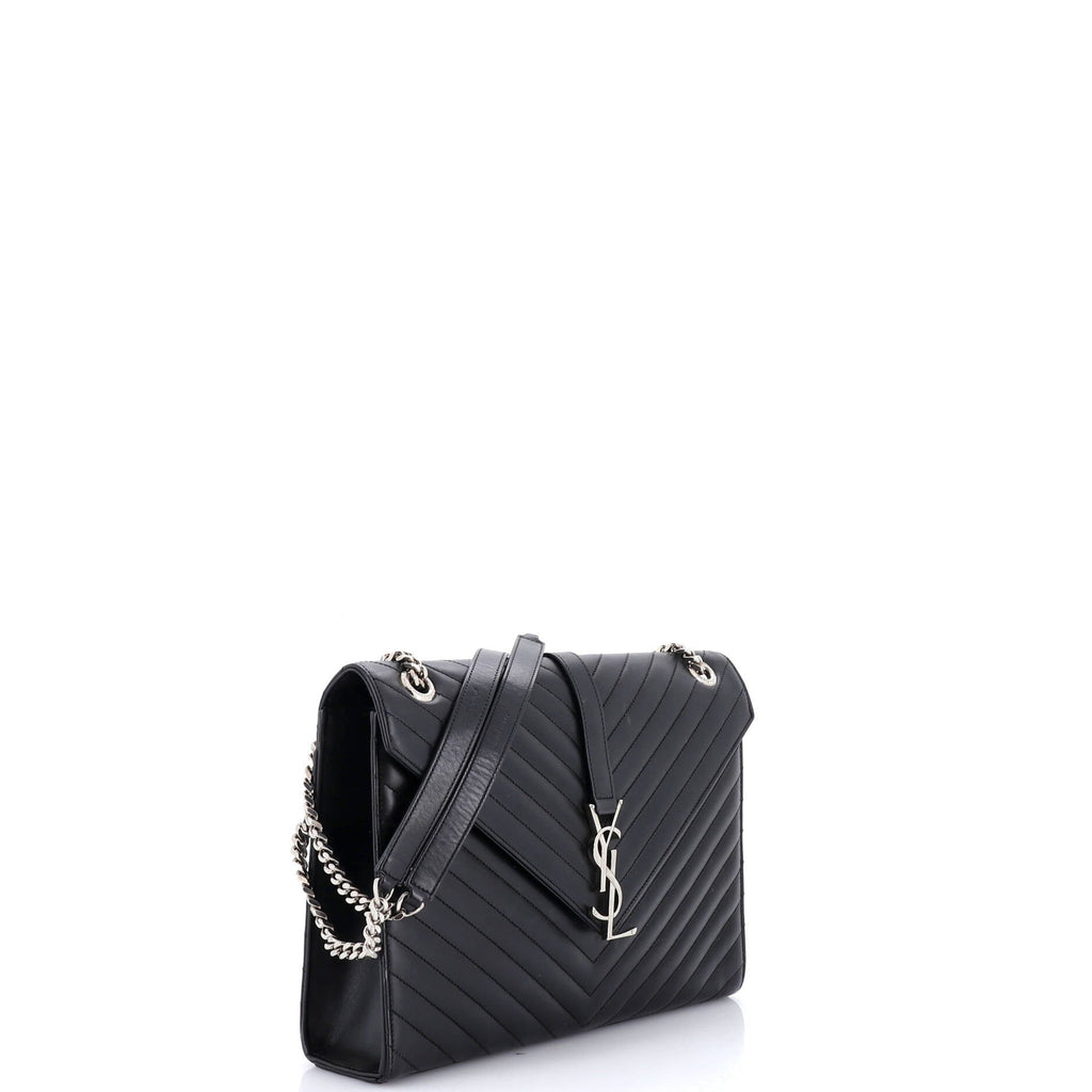 Classic Monogram Envelope Satchel Matelasse Chevron Leather Large