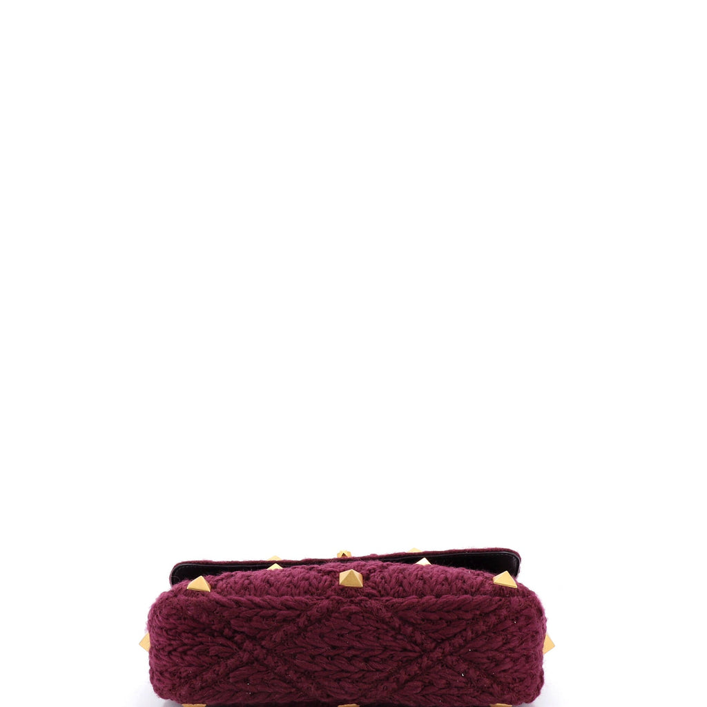 Roman Stud Flap Bag Knitted Cashmere Large