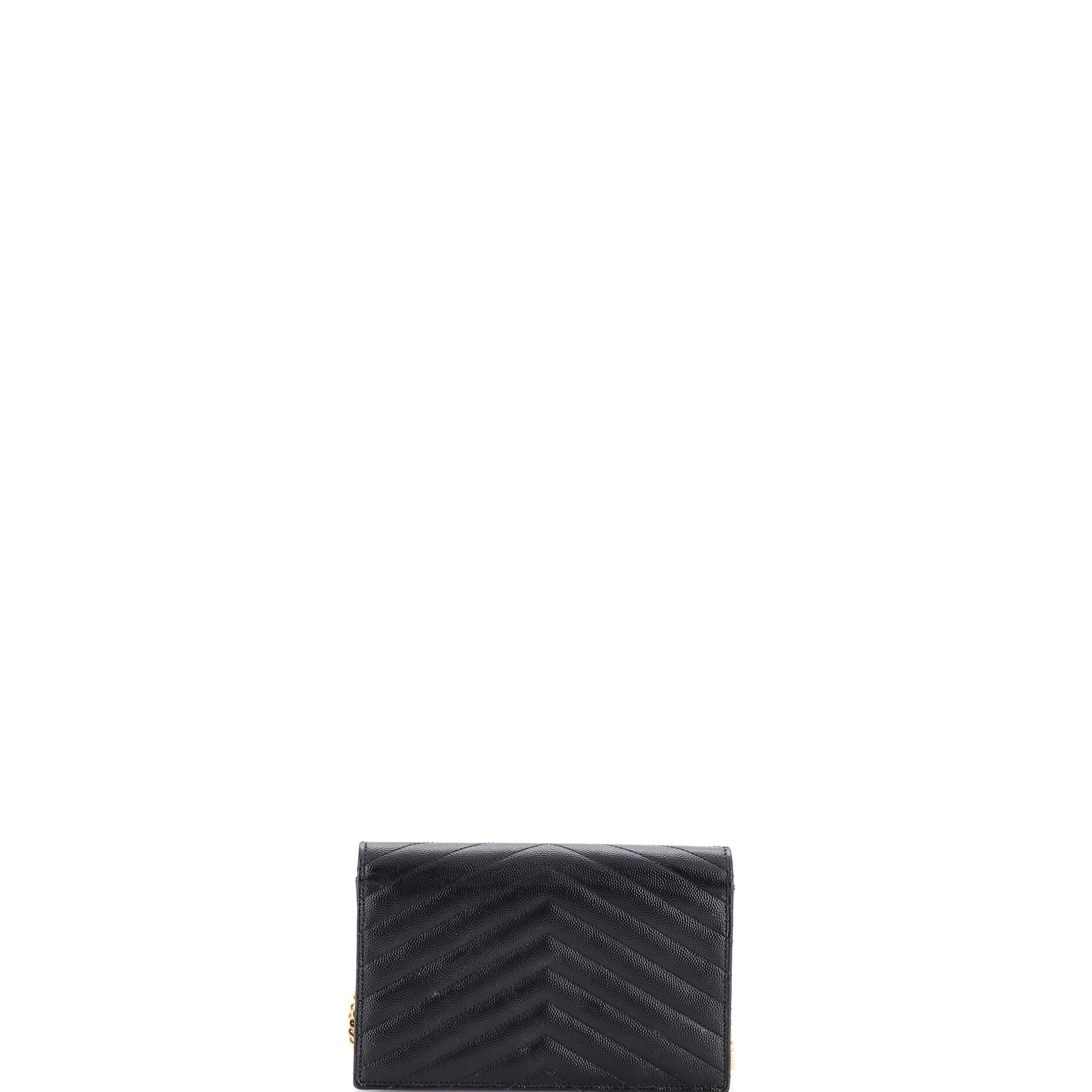 Classic Monogram Wallet on Chain Matelasse Chevron Leather Small