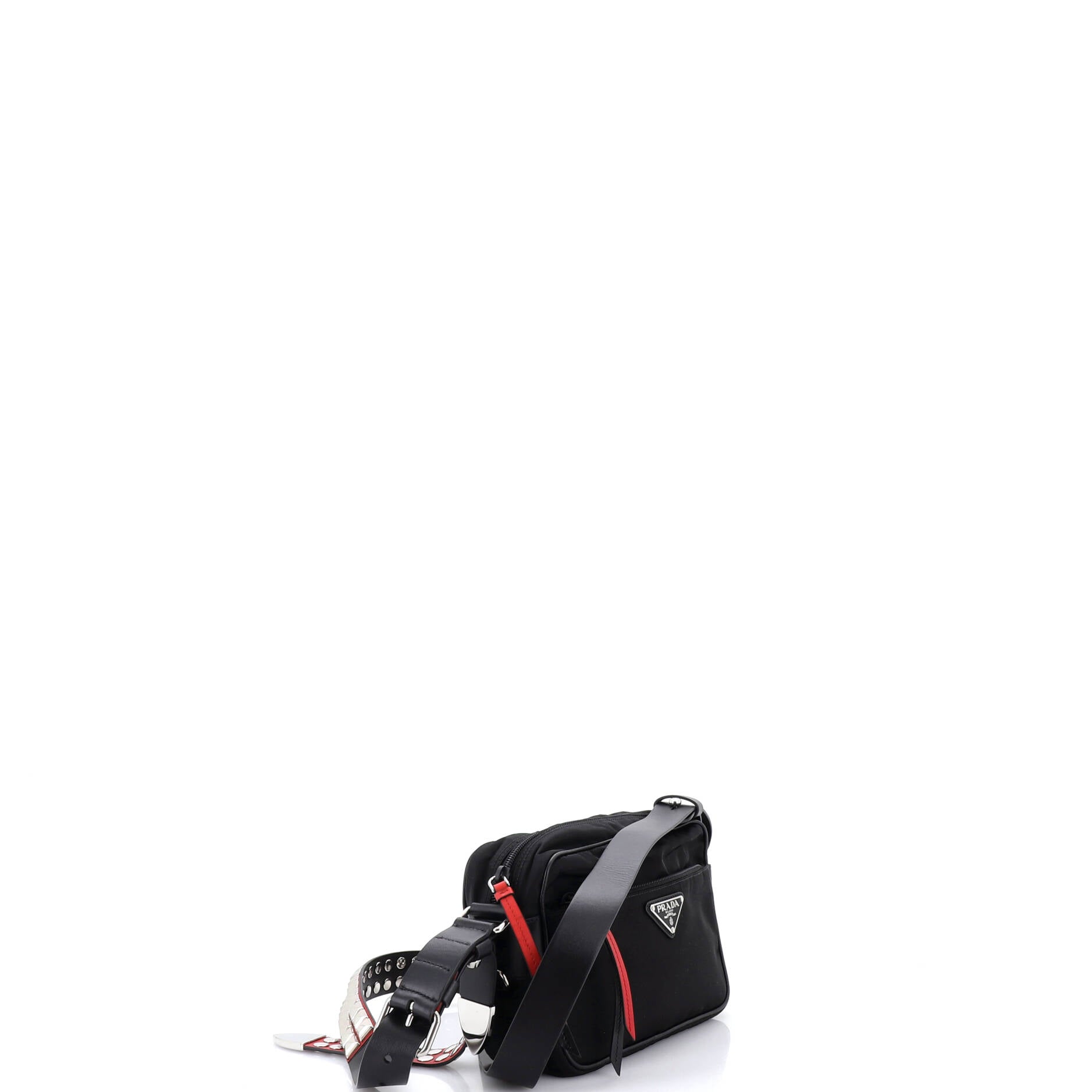 New Vela Shoulder Bag Tessuto with Studded Leather Small