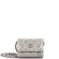 Flap Card Holder on Chain with Charms Quilted Aged Calfskin Mini