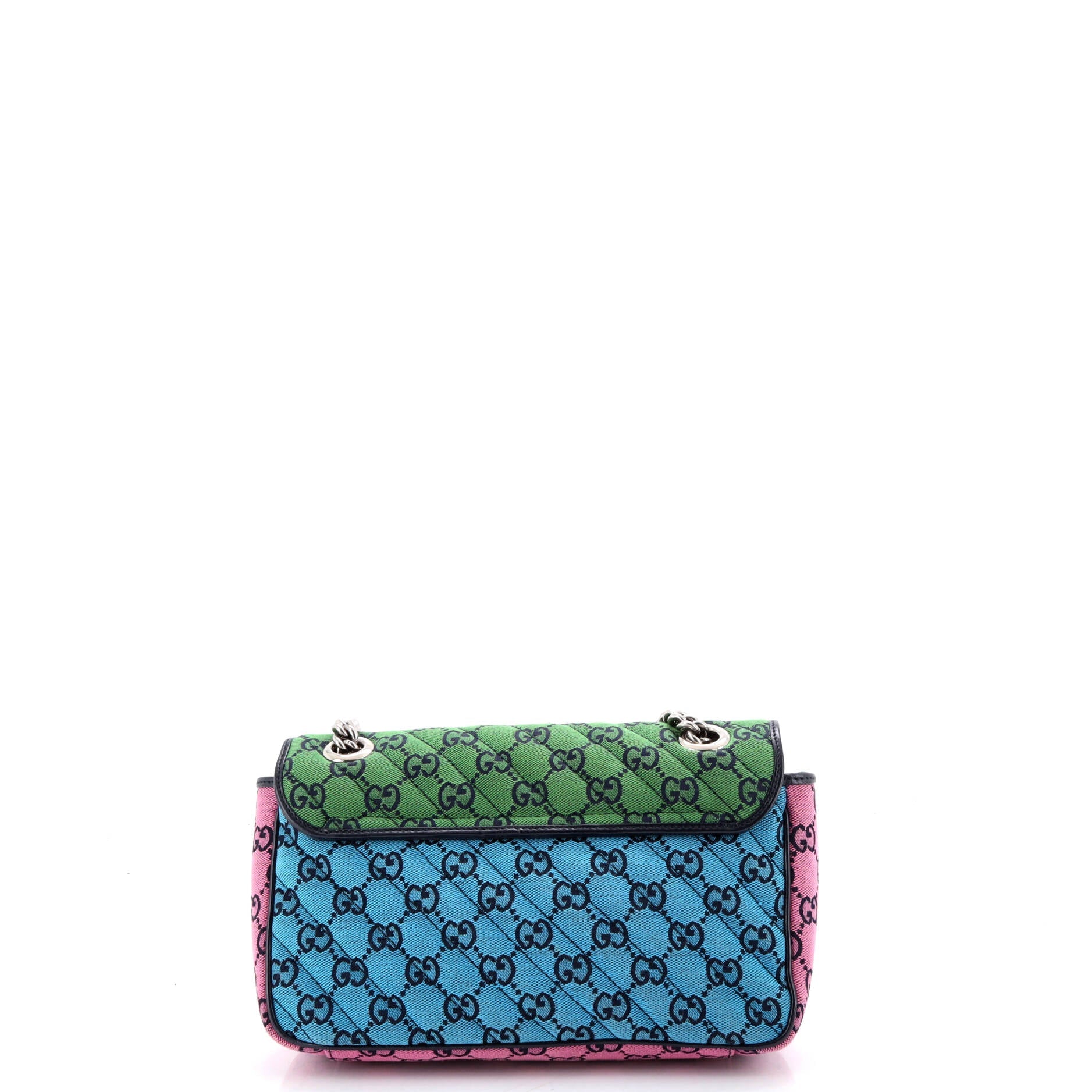 GG Marmont Flap Bag Diagonal Quilted GG Canvas with Leather Small