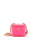 Pearl Crush Vanity Case with Chain Quilted Patent Mini