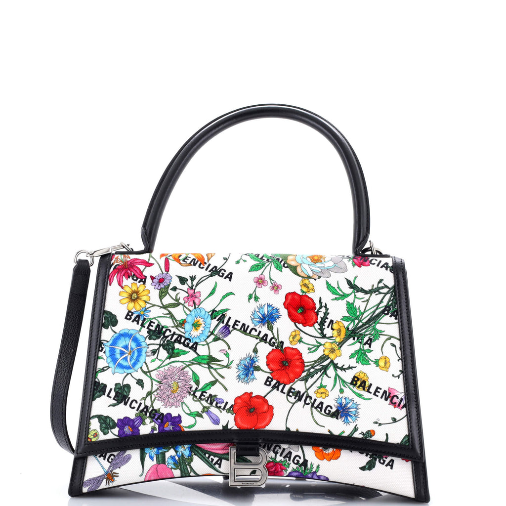 x Balenciaga The Hacker Project Hourglass Top Handle Bag Flora Canvas Medium