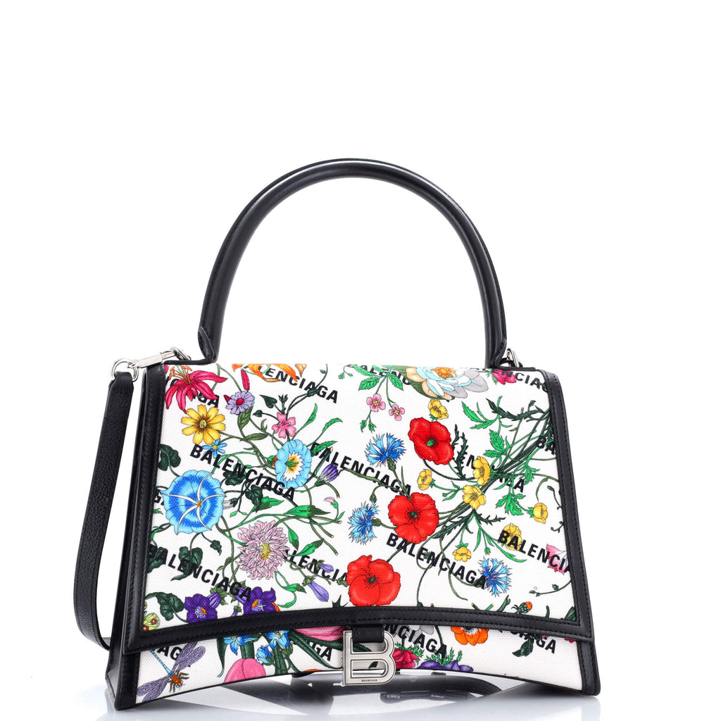 x Balenciaga The Hacker Project Hourglass Top Handle Bag Flora Canvas Medium