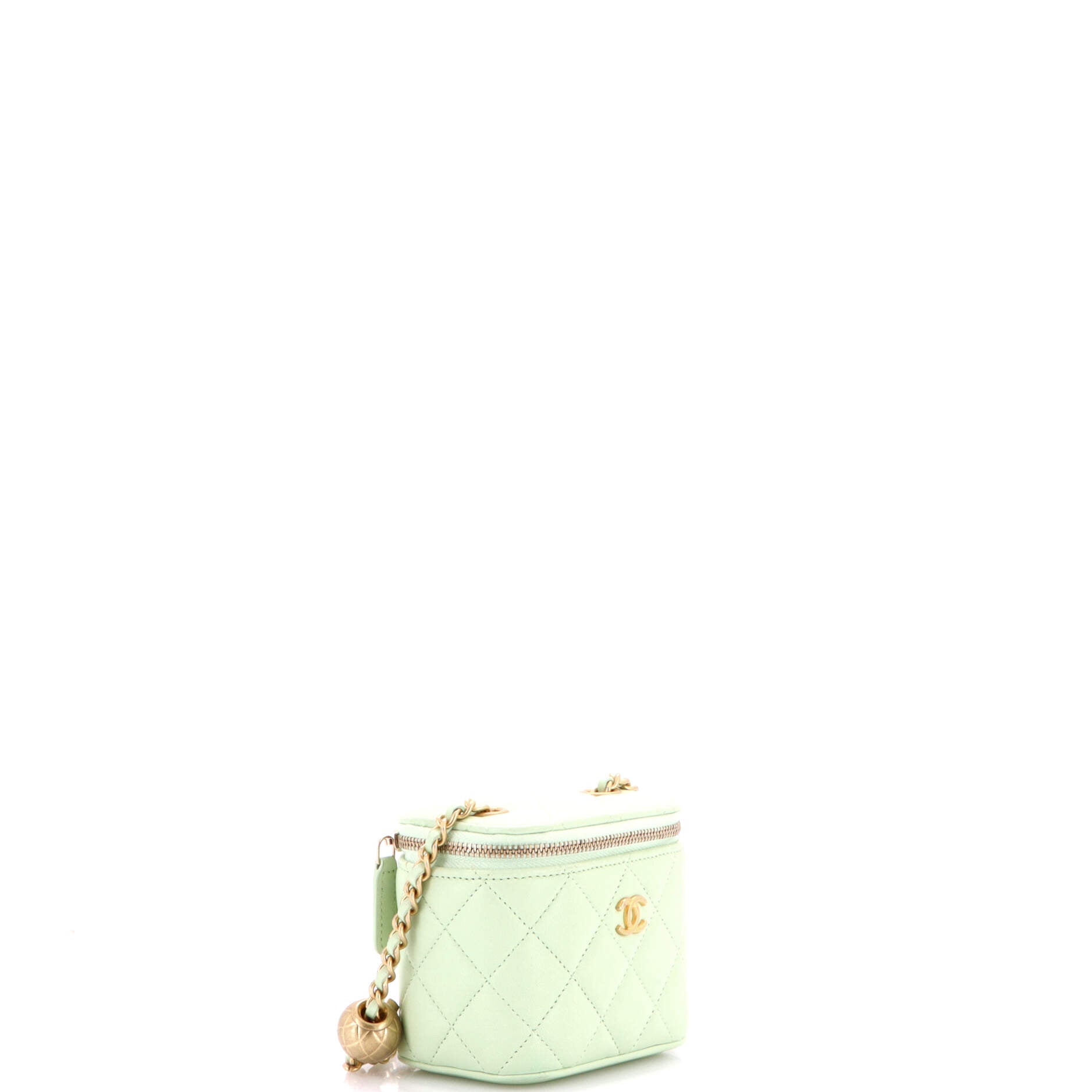 Pearl Crush Vanity Case with Chain Quilted Lambskin Mini