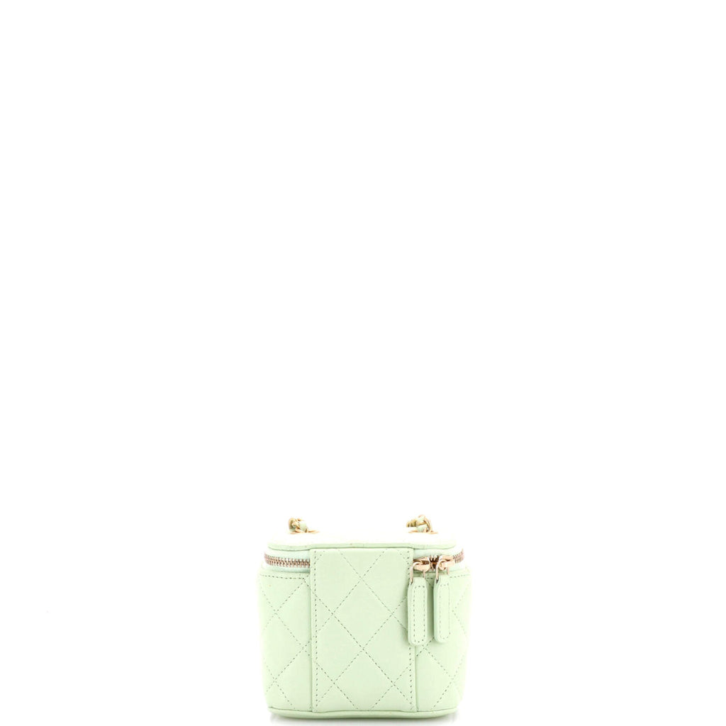 Pearl Crush Vanity Case with Chain Quilted Lambskin Mini