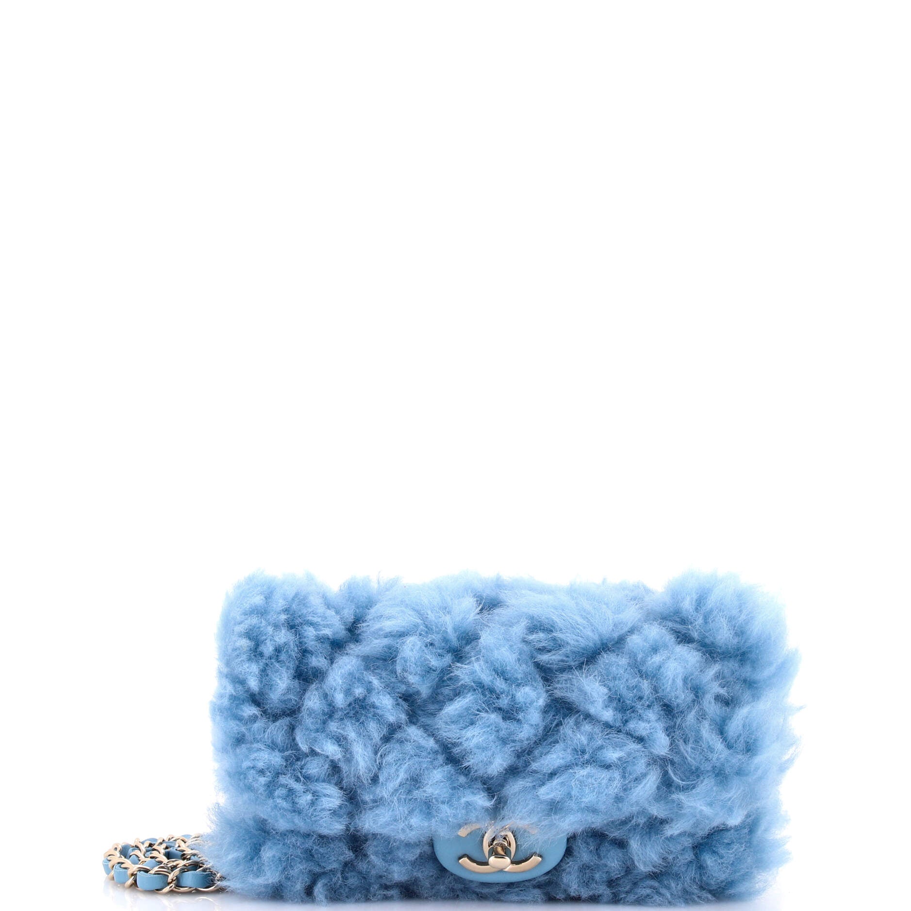 CC Chain Flap Bag Quilted Shearling with Lambskin Small