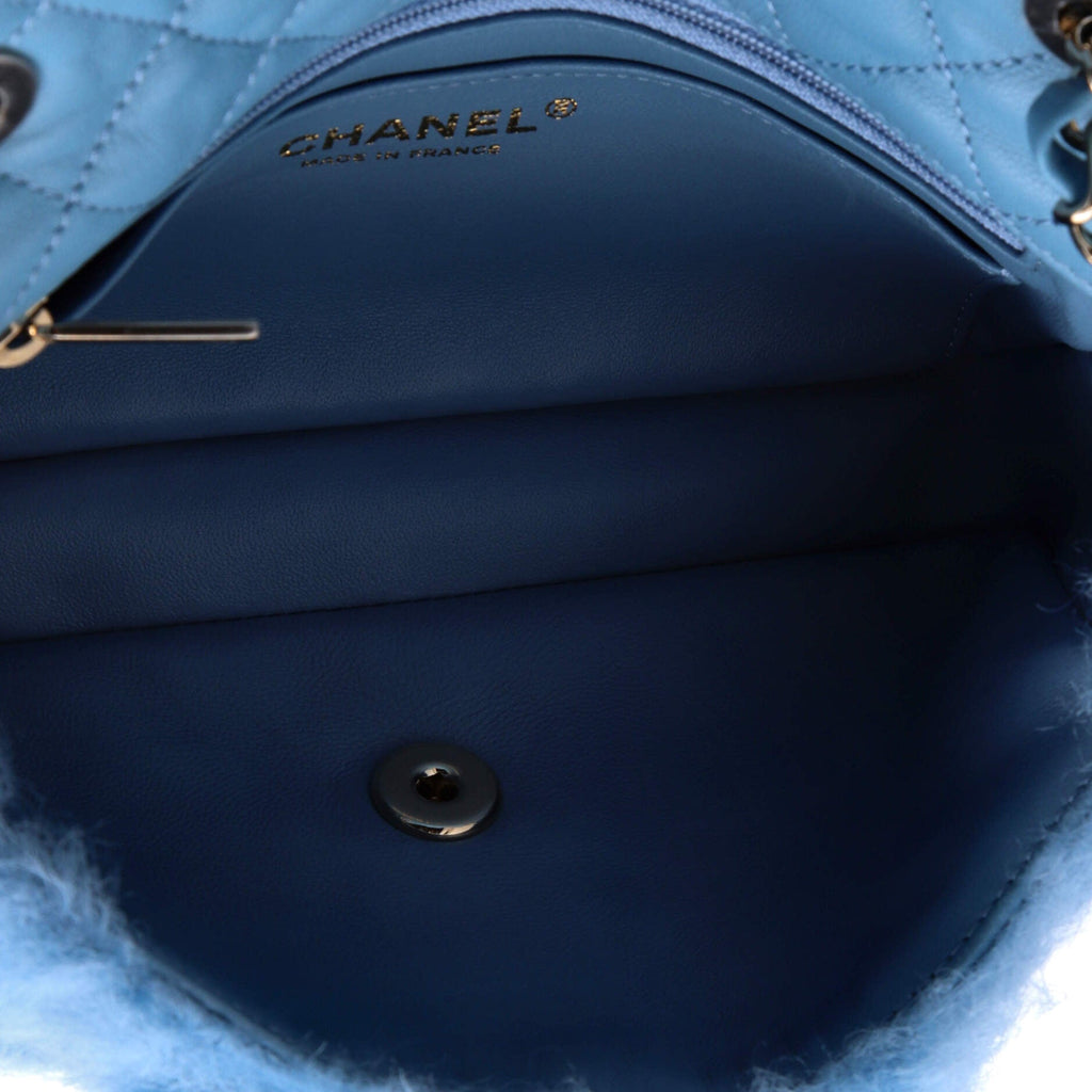 CC Chain Flap Bag Quilted Shearling with Lambskin Small