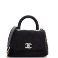 Coco Top Handle Bag Quilted Velvet with Crystal Detail Extra Mini