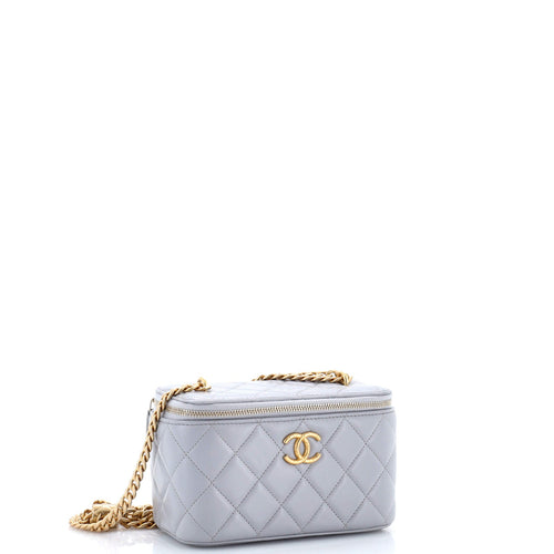 All Slide Long Vanity Case with Chain Quilted Lambskin Small