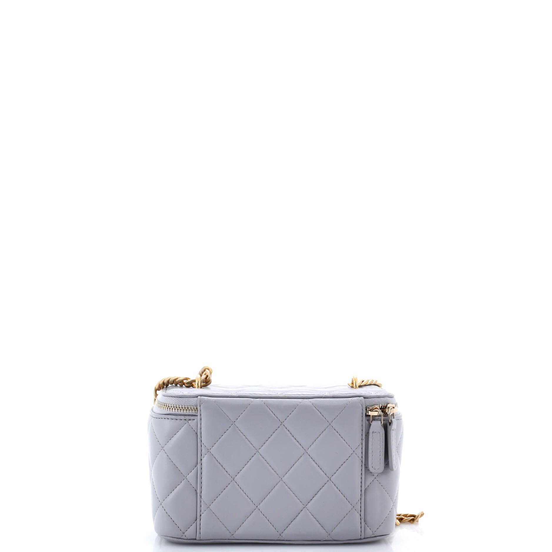 All Slide Long Vanity Case with Chain Quilted Lambskin Small