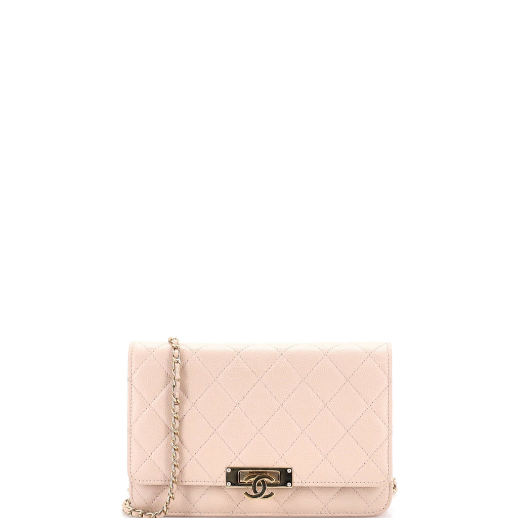 Golden Class Wallet on Chain Quilted Caviar