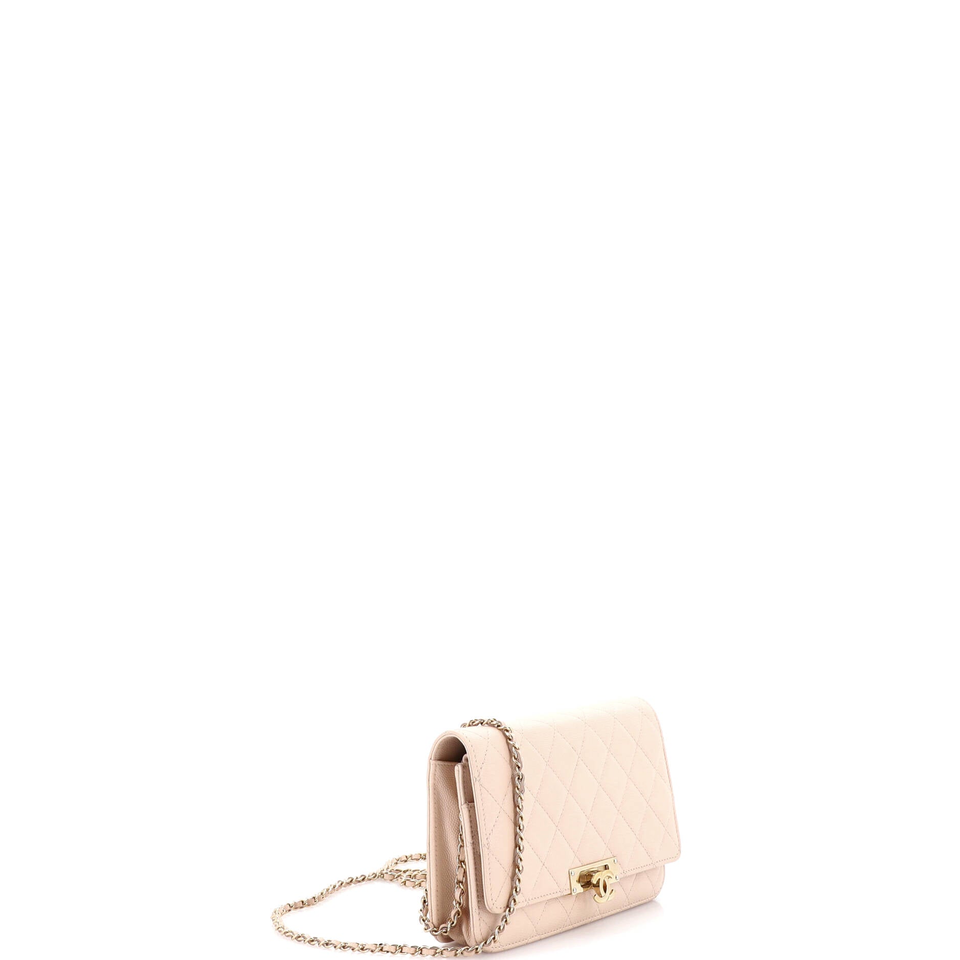 Golden Class Wallet on Chain Quilted Caviar